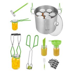 Canning Supplies Starter Kit, 9 Pieces Stainless Steel Water Bath Canning Kit for Beginners, Canning Tools Set: Pot, Rack, Lid, Funnel, Tongs