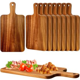 10pcs Acacia Wood Cutting Boards with Handles - 15.7" X 7.8" - Perfect for Pizza, Bread, Cheese, Charcuterie, Fruit & Vegetables