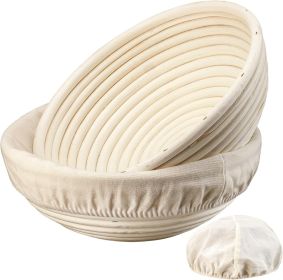 Banneton Bread Proofing Basket - 9 inch Banneton Basket Set of 2 Sourdough Proofing Basket Round Proofing Bowls Handmade Rattan Baskets and Liner