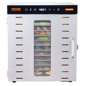 Food Dehydrator Machine, 10 Stainless Steel Trays, 1000W Electric Food Dryer with Digital Adjustable Timer & Temperature for Jerky, Herb, Meat, B