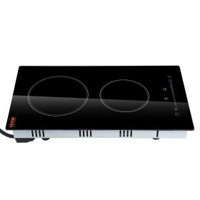 Built in Electric Stove Top, 20 x 11.6 inch 2 Burners, 240V Glass Radiant Cooktop with Sensor Touch Control, Timer & Child Lock Included
