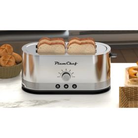 4-Slice Toaster, 7 Browning Settings, Defrost/Reheat Functions, Removable Crumb Tray, Full Body Stainless Steel Housing, Anti-Fingerprint, Anti-J (Option: silver)