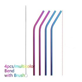 Colourful Reusable Stainless Steel Straws (Option: Multicolor-BEND)