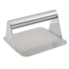 1pc; Burger Press; 304 Stainless Steel Meat Press; Round Or Square Burger Smasher; Grill Press Perfect For Kitchen Accessories; Home Kitchen Item (Material: All Steel Square Meat Press)