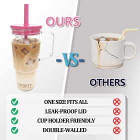 40oz Tritan BPA-Free Large Tumbler with Straw & Handle Reusable Water Cup (Color: Red)